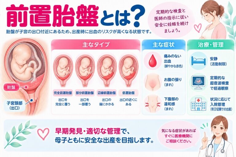 前置胎盤とは？｜種類・症状・出血リスクと妊娠中の管理を解説