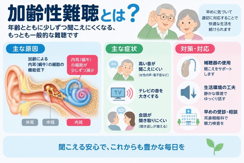 加齢性難聴とは？｜高い音や会話が聞き取りにくくなる原因と症状