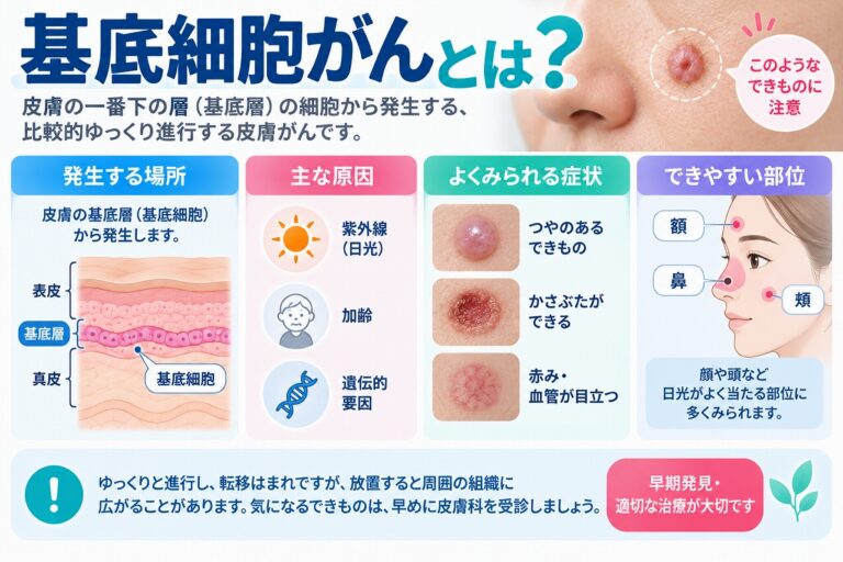 基底細胞がんとは？顔や鼻などにできやすい皮膚がんの特徴