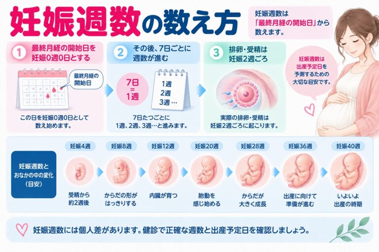 妊娠週数の数え方｜最終月経から妊娠0週0日・出産予定日までを解説