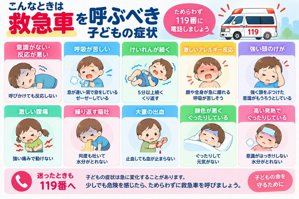 救急車を呼ぶべき子どもの症状｜迷わず119番が必要なサインを解説