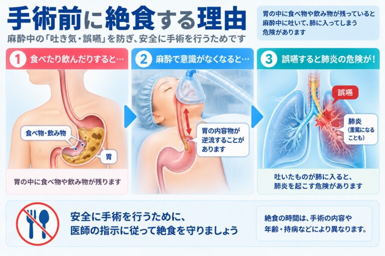 手術前に絶食する理由｜麻酔中の嘔吐・誤嚥を防ぐため