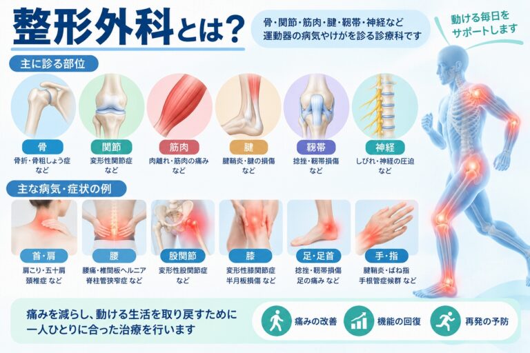整形外科とは？骨・関節・筋肉・腱・靱帯・神経の病気やけがを診る診療科