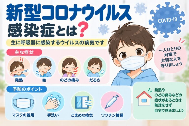 新型コロナウイルス感染症とは？子どもの症状・感染経路・予防方法を図解