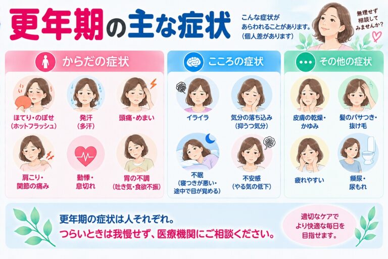 更年期の主な症状｜ほてり・不眠・イライラなど心と体の変化を解説