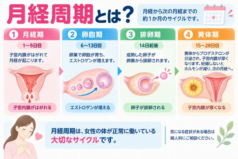 月経周期とは？｜月経期・卵胞期・排卵期・黄体期の流れを解説