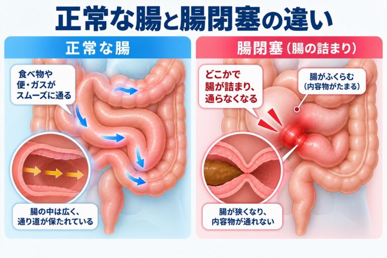 正常な腸と腸閉塞の違い｜腸が詰まるとどうなる？