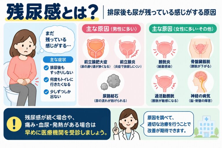 残尿感とは？排尿後も尿が残る感じがする原因と考えられる病気を図解