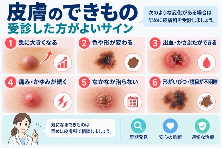 皮膚のできもの｜受診した方がよいサインと注意すべき変化