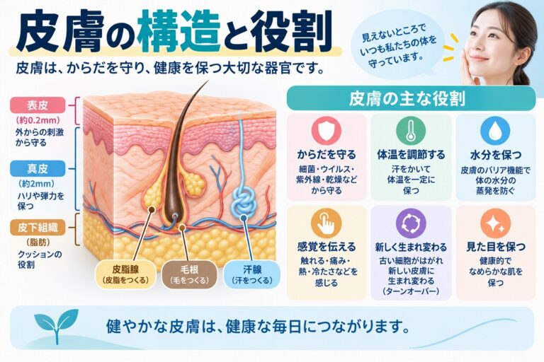 皮膚の構造と役割｜表皮・真皮・皮下組織の働きをわかりやすく解説