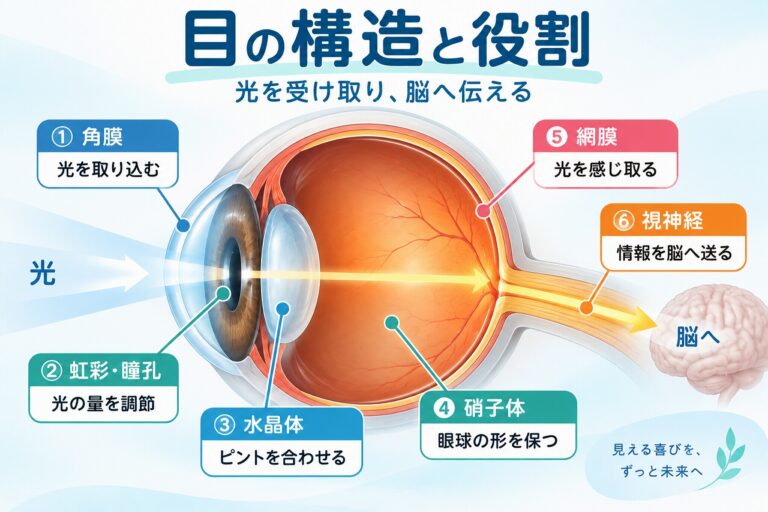 目の構造と役割｜角膜・水晶体・網膜・視神経の働き
