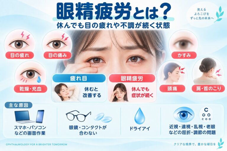 眼精疲労とは？｜目の疲れ・かすみ・頭痛・肩こりが続く原因
