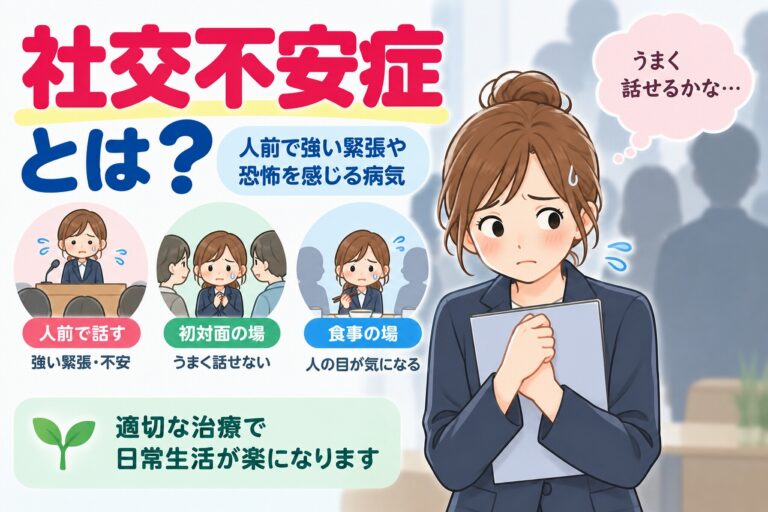 社交不安症とは？人前で強い緊張や恐怖を感じる原因・症状・治療法を図解