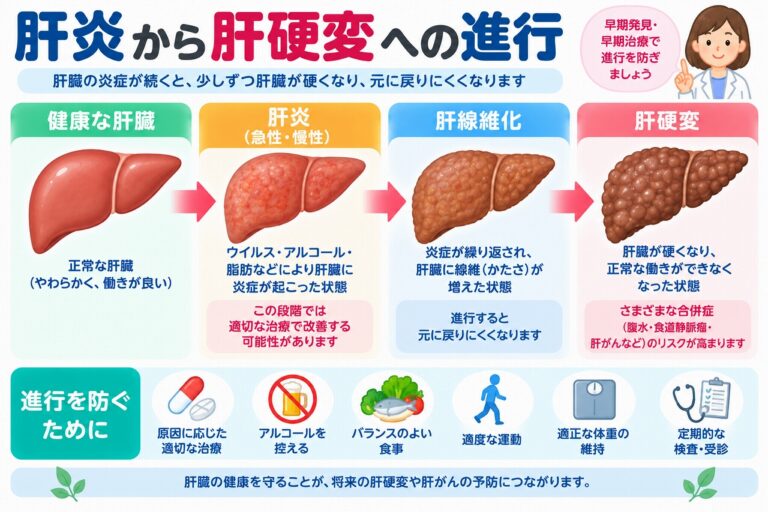 肝炎から肝硬変への進行とは？肝線維化の仕組み・原因・予防法を図解