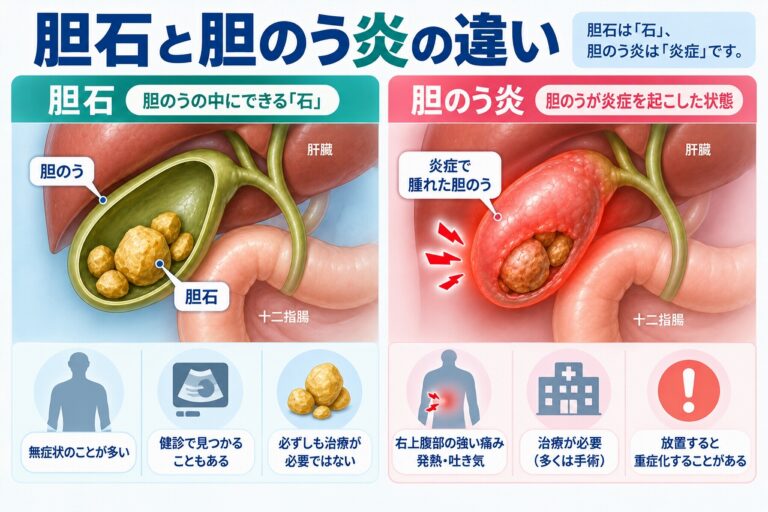 胆石と胆のう炎の違い｜症状・炎症・治療の違いを比較