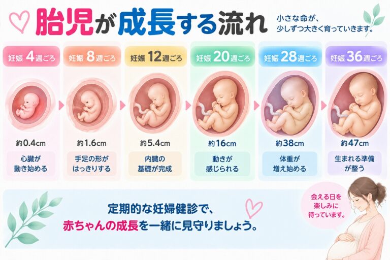 胎児が成長する流れ｜妊娠初期から出産までの発育をわかりやすく解説