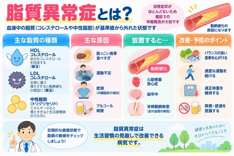 脂質異常症とは？コレステロール・中性脂肪の異常と動脈硬化のリスクを図解