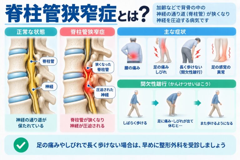 脊柱管狭窄症とは？神経が圧迫される仕組みと主な症状