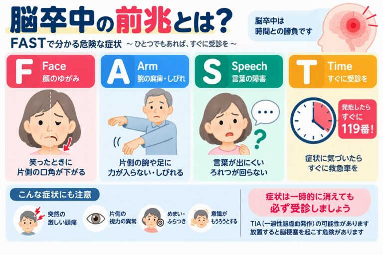 脳卒中の前兆とは？FASTで分かる危険な症状と救急受診の目安を図解