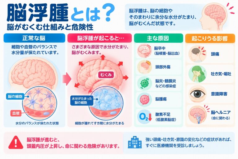 脳浮腫とは？脳がむくむ仕組み・原因・症状と危険性を図解
