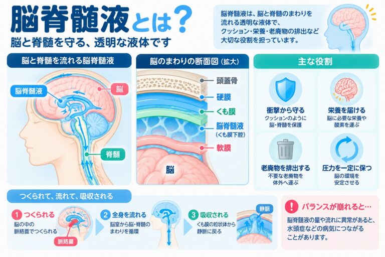 脳脊髄液とは？脳と脊髄を守る働き・循環の仕組みと水頭症との関係を図解
