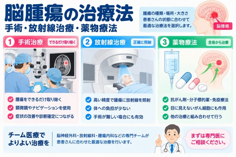脳腫瘍の治療法とは？手術・放射線治療・薬物療法の違いと特徴を図解