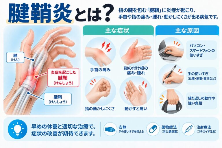 腱鞘炎とは？手首や指に痛み・腫れが起こる仕組みと主な症状