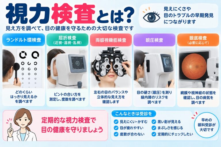 視力検査とは？｜ランドルト環・屈折検査・眼圧検査・眼底検査を解説