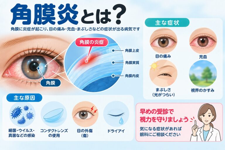 角膜炎とは？｜目の痛み・充血・まぶしさ・かすみを起こす原因と症状