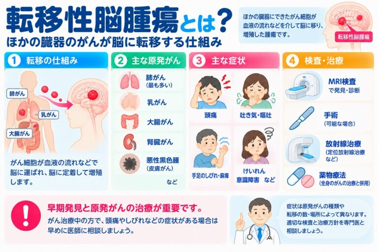 転移性脳腫瘍とは？がんが脳に転移する仕組み・症状・治療法を図解