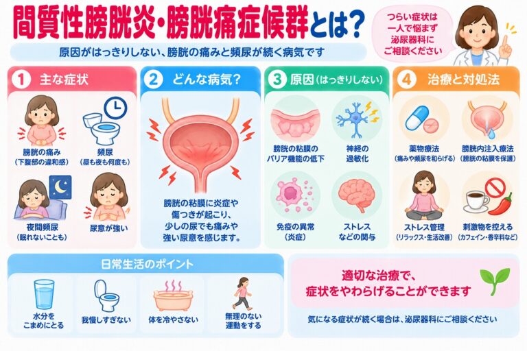 間質性膀胱炎・膀胱痛症候群とは？膀胱の痛み・頻尿の原因と治療法を図解