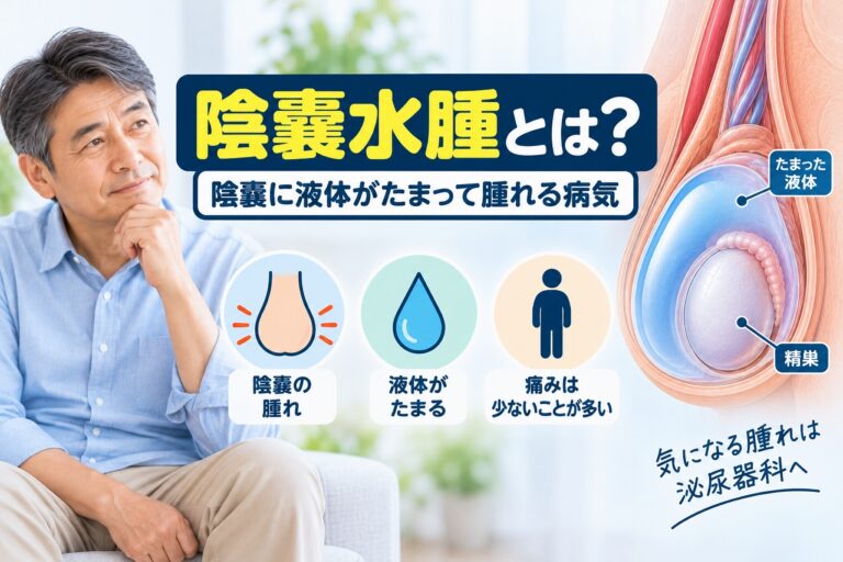 陰嚢水腫とは？陰嚢が腫れる原因・症状と液体がたまる仕組みを解剖図で解説