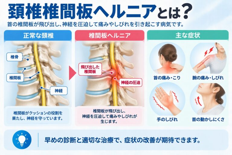頚椎椎間板ヘルニアとは？神経が圧迫される仕組みと主な症状