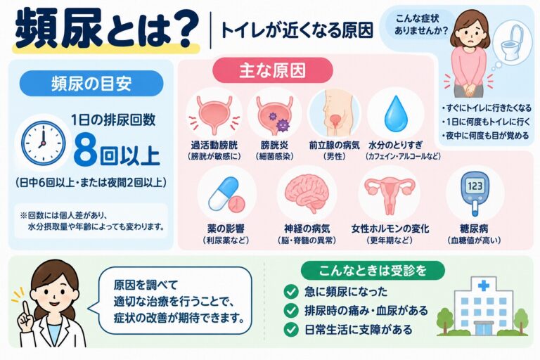 頻尿とは？トイレが近くなる原因と症状・受診の目安を図解