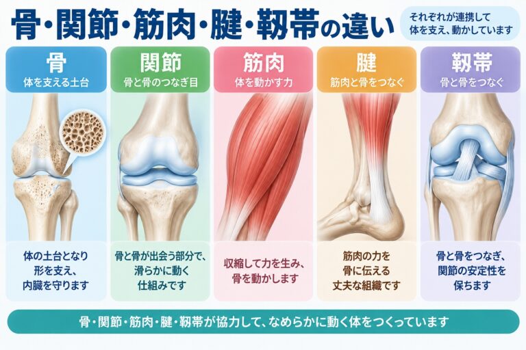 骨・関節・筋肉・腱・靱帯の違い｜それぞれの役割をわかりやすく解説