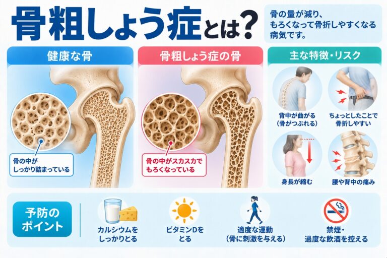 骨粗しょう症とは？骨がもろくなり骨折しやすくなる仕組み